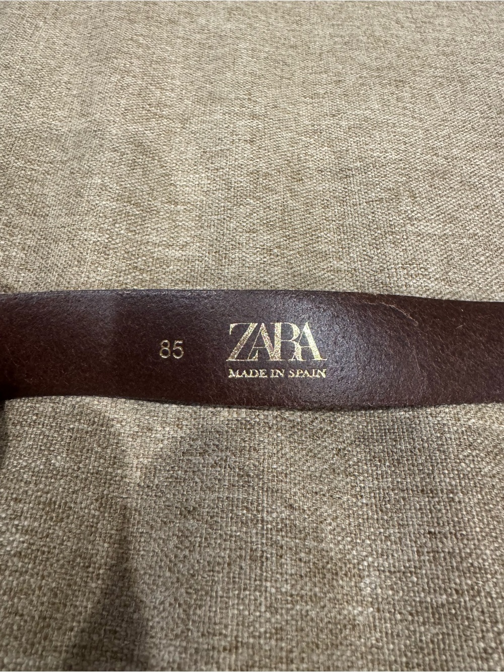Zara Dark Brown Leather Belt with Gold Rectangular Buckle - Picture 5 of 6